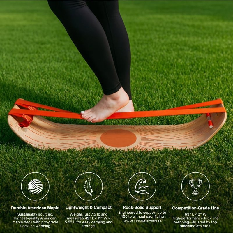 GIBBON SlackBoard | Balance Board for Core Workouts & Standing Desk Exercise - 1 & 2 Line Options