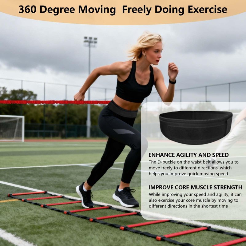Tuyzhrymlic Agility Ladder Speed Training Set, 80lb Resistance Band with Adjustable Waist Belt to Improve Explosive Strength Focus Muscle Suitable for Football Basketball Baseball Jumping Volleyball