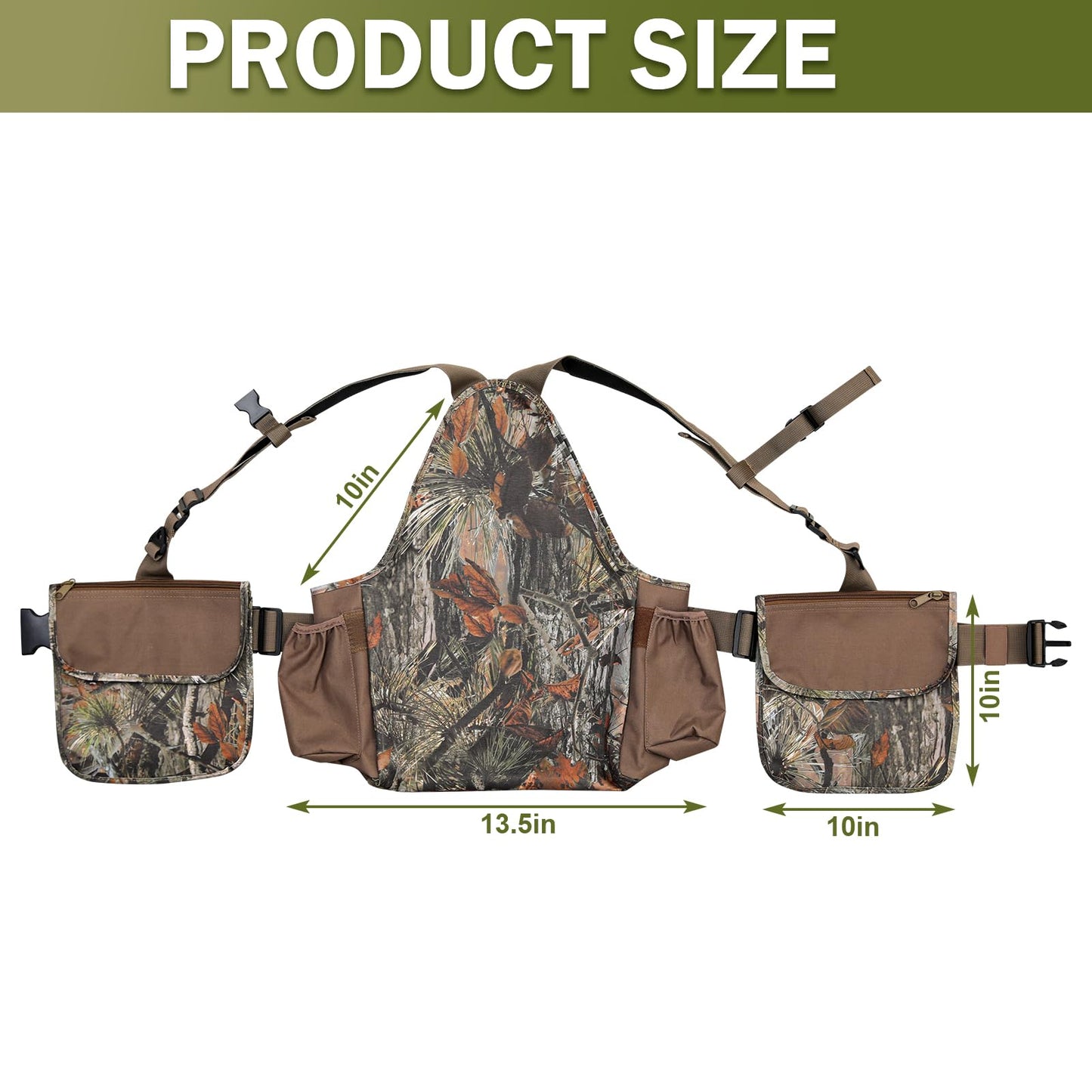 ZAIXIA Tactical Hunting Vest with Game Pouch Adjustable Chest & Shoulder Strap for Upland Bird Hunting, Fit for Men and Women Outdoor Enthusiasts