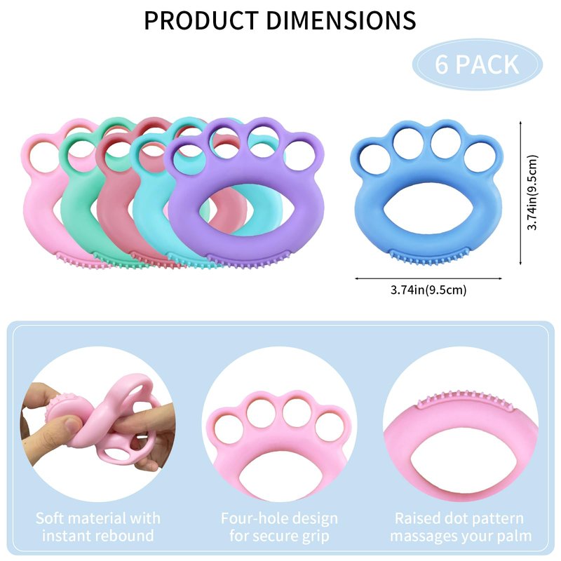 6 Pack Finger Exerciser Rings (10–60 lb) – Hand Grip Strength Trainer Set for Finger, Hand & Forearm Workout – Silicone Resistance Rings for Therapy, Recovery, Stress Relief, Musicians & Climbers