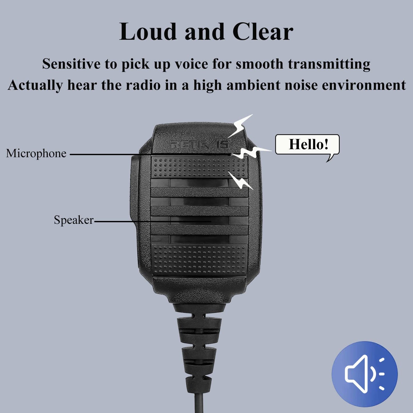 Retevis Walkie Talkie Speaker Mic,IP54 Waterproof Shoulder Mic, Compatible with RT68 RT22 RT21 H-777 RT86 RT27 RT85 RB26 RB45 BAOFENG UV-5G 888S 5RM Kenwood Samcom Arcshell Two Way Radios (2 Pack)