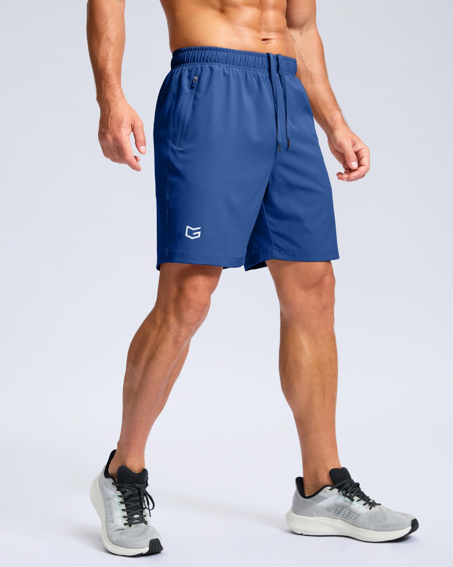 G Gradual Men's Athletic Running Shorts with Zipper Pockets Quick Dry 7"/ 5"/ 9" Workout Gym Shorts for Basketball Hiking(Royal Blue,7M)