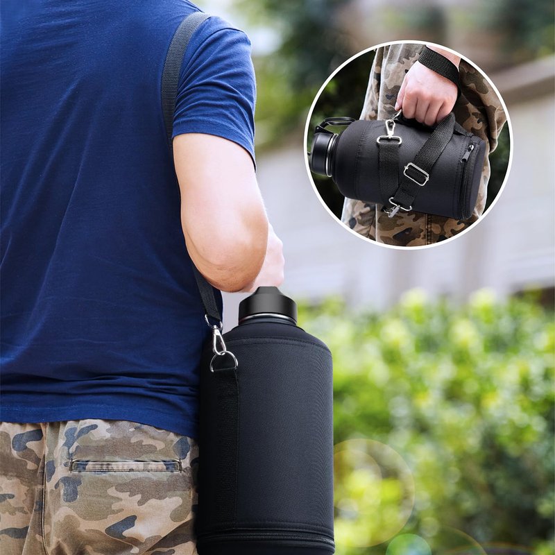 Coolflask Water Bottle Holder for Gallon Water Jug 128 oz Water Flask Carrying Pouch with Detachable Adjustable Padded Shoulder Strap - Carry, Protect and Insulate Your Flask for Sport/Outdoor