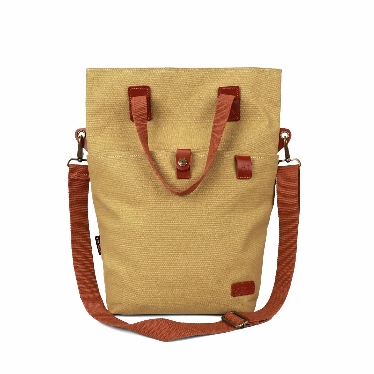 TOURBON Canvas Clip-On Quick-Release Bike Panniers Women's Shoulder Tote Bag - Khaki