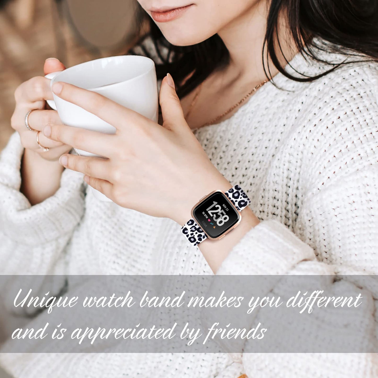 Watbro Band Compatible with Tie-dyed Leopard Print Fitbit Versa/Fitbit Versa 2/Fitbit Versa Lite,Leopard Tie-dyed Print Silicone Sport Band
