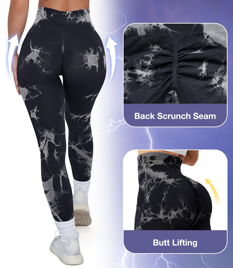 JGS1996 Tie Dye Scrunch Butt Lifting Leggings for Women Booty Sculpting Workout Tight High Waist Tummy Control Yoga Gym Pants