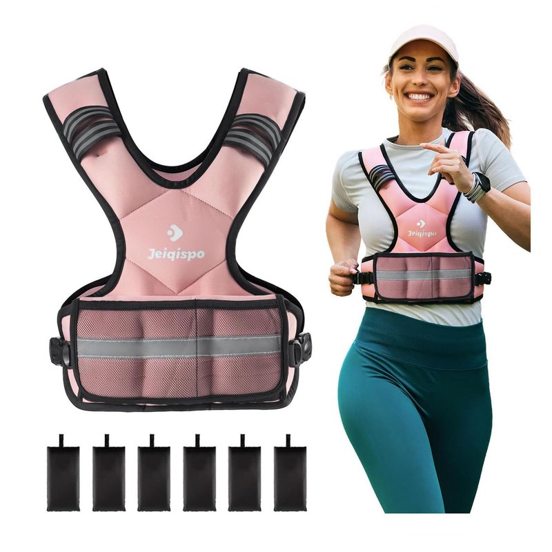 JEIQISPO Adjustable Weighted Vest for Men and Women 4-10lb/11-20lb/20-32lb Vest with 6 Ironsand Weights, Adjustable Body Weight Vest Exercise Set for Strength Training,Cardio,Running, Walking