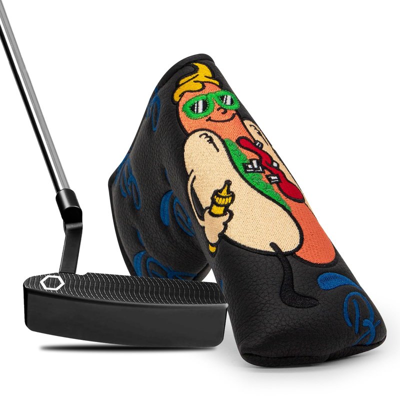 BAIRBRE Putter Covers Hotdog Mallet Putter Headcover Blade Putter Covers Leather Golf Headcover with Magnetic Golf Club Cover for All Brand (Red-for Mallet Putter)