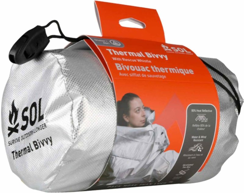SOL Thermal Bivvy - Waterproof Emergency Blanket Reflects 80% Body Heat | Survival Gear, Silver