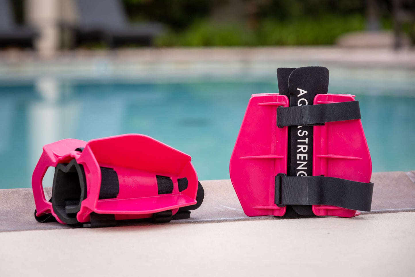 Aquastrength Aquatic Resistance Fins | Increase Drag for Strength & Toning | Pool Fitness Water Leg Weights | Quick Start Guide and Online Programs. (Pink)