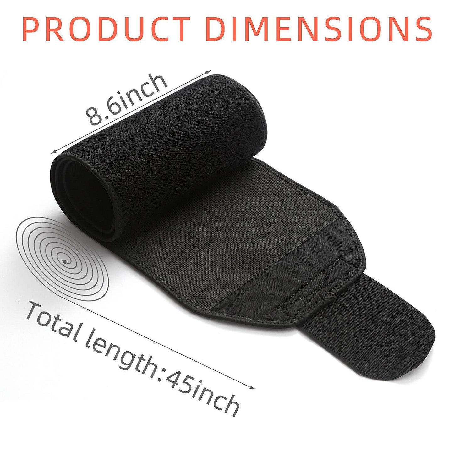 ellostar Waist Trimmer for Women & Men Tummy Control Band Waistline Body Shaper Sauna Sweatband, Sweat Shapewear, Workout Belt (Black with Zipper Pocket)