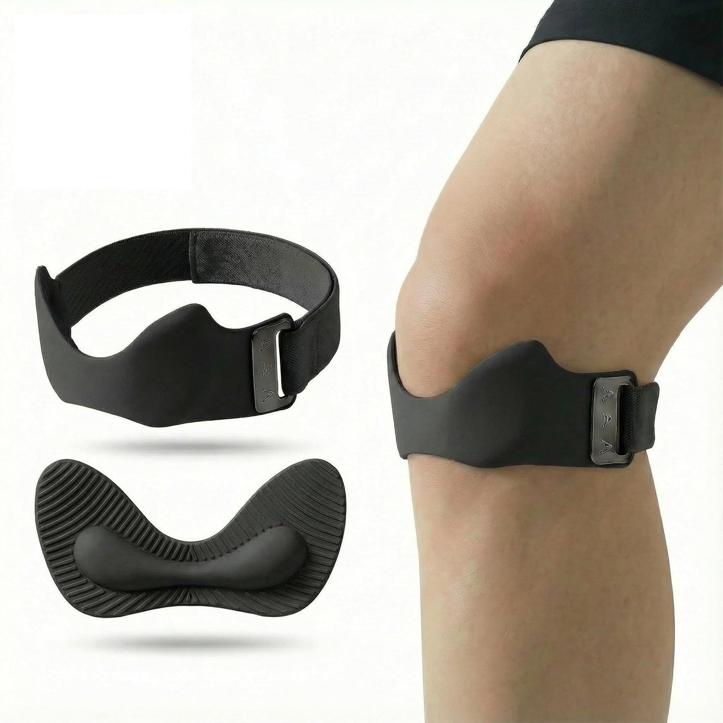 PurityLock Knee Brace for Women & Men Pain Relief 2 Pack- Adjustable V-Shaped Silicone Cushion, 3D Air Cushion for Joint Support, Non-Slip, Breathable, Patellar Tendon Support Strap (Black)