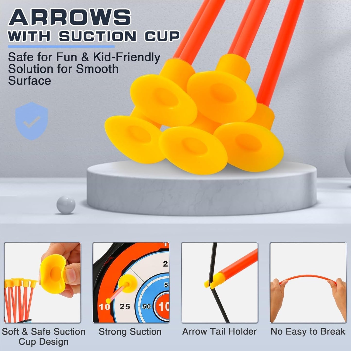 Bow and Arrow Set for Kids - LED Light-Up Archery & Basketball Hoop 2-Pack | 20 Suction Cup Arrows & Baseball Tee