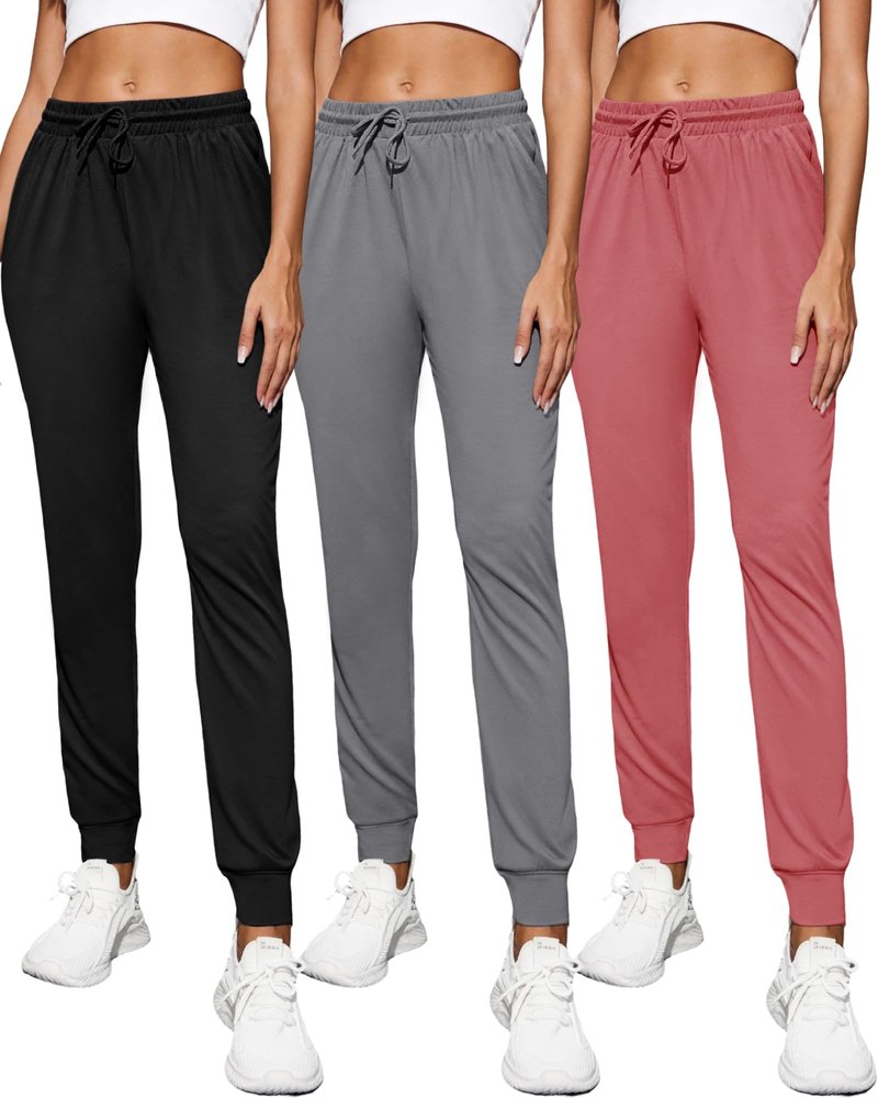 CE' CERDR 3/1 Pack Lightweight Joggers for Women with Pockets Drawstring Athletic Sweatpants for Workout Yoga Running
