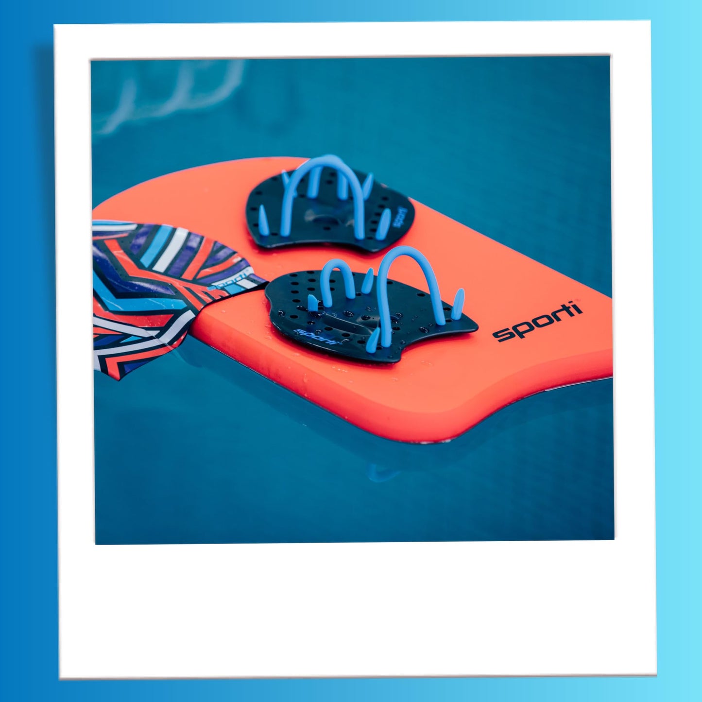 Sporti Power Swim Paddles - Swimming Training Hand Paddles - Adjustable Straps - Lap Swimming Gear (Medium, Black)
