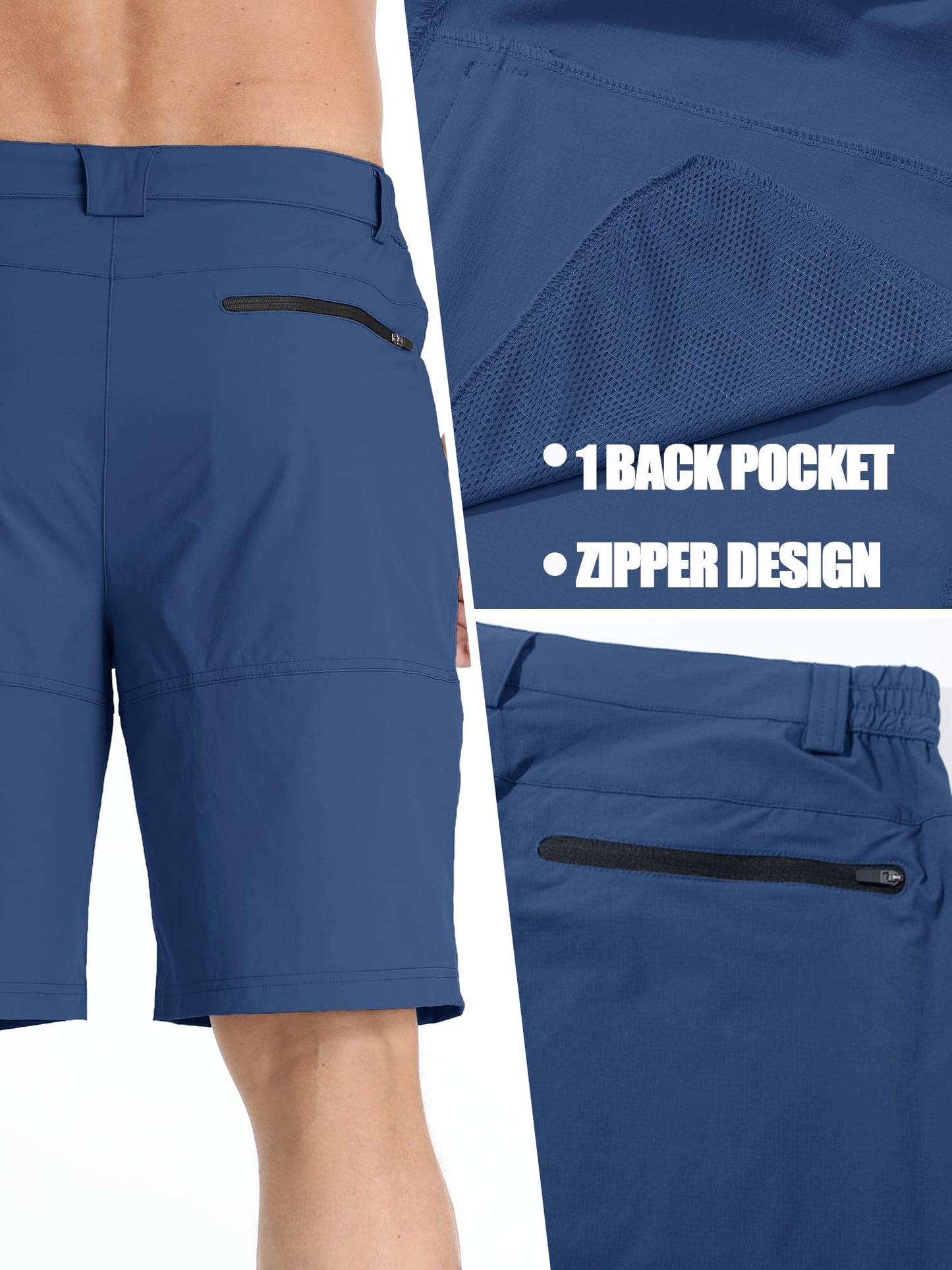 TACVASEN Mens Hiking Cargo Shorts Casual Golf Dress Shorts Hiking Lightweight Quick Dry Breathable Outdoor Summer Fishing Camping Blue 34