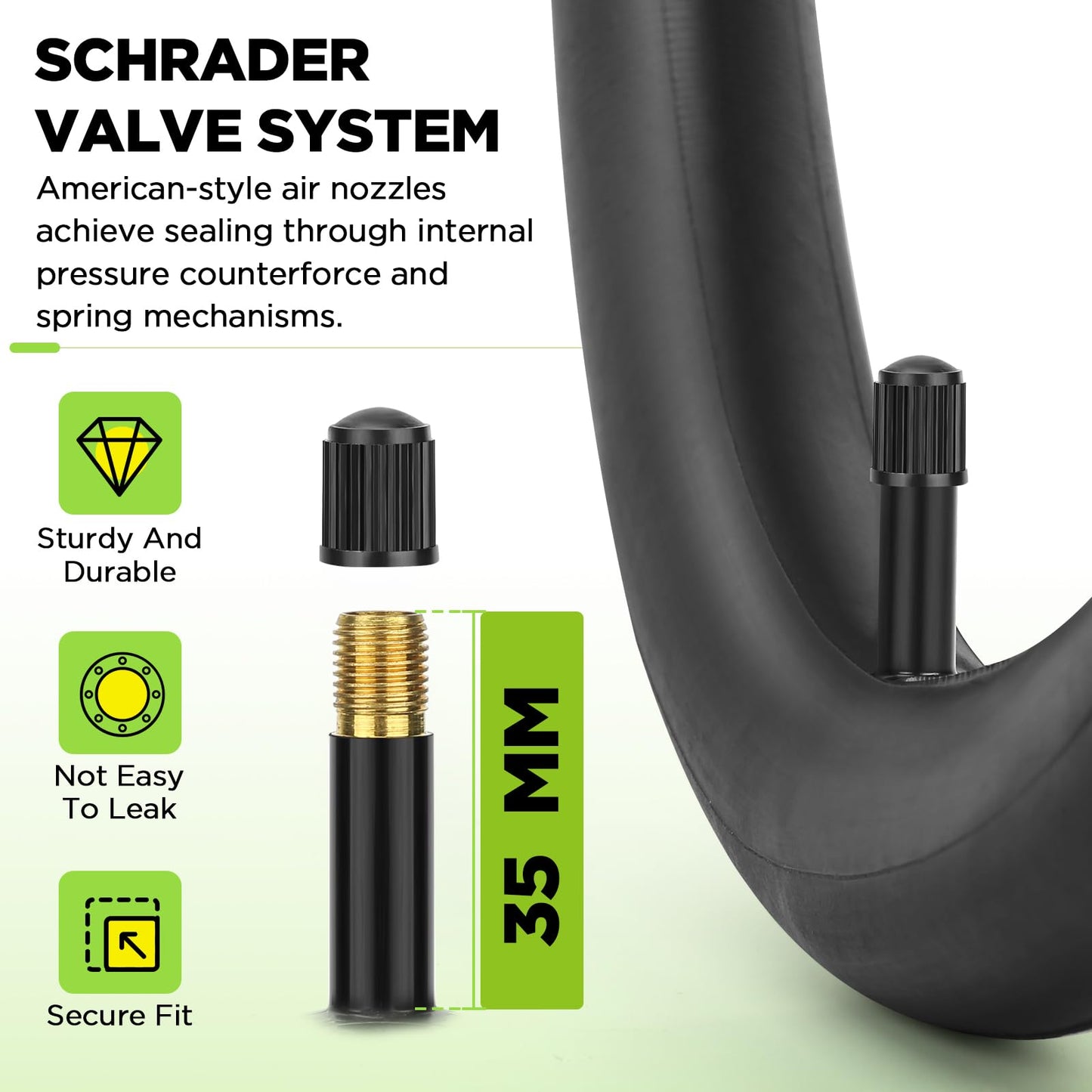 Hydencamm 2 Pack 26x1.75/2.125 Tire Tubes, 26x1.75 26x1.95 26x2.10 26x2.125 with 35mm Schrader Valve, Butyl 26x1.95 Bike Tube with 2PCS Levers, Compatible with MTB and Cruisers, City Bikes, Road Bikes