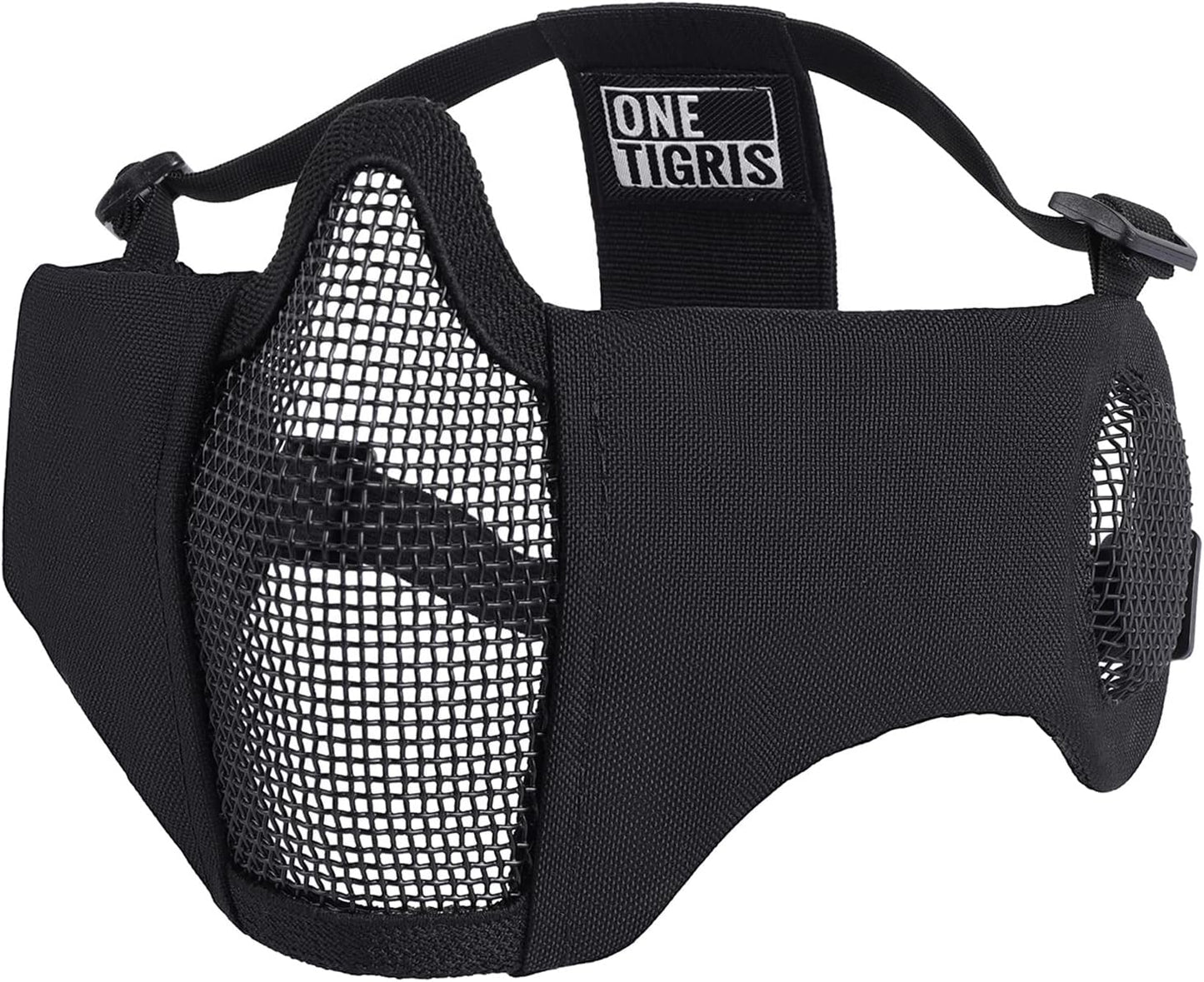 OneTigris Tactical Half Face Airsoft Mesh Mask - Foldable Design with Ear Protection | Military-Grade Comfort