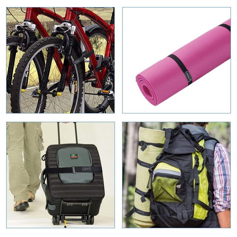 LAKKIT Bike Rack Straps Adjustable Straps 1 inch Wide with Innovative Wavy Gel Bike Wheel Stabilizer Strap Bicycle Rack Tie Down Straps 29.5 inch Length 4Pcs