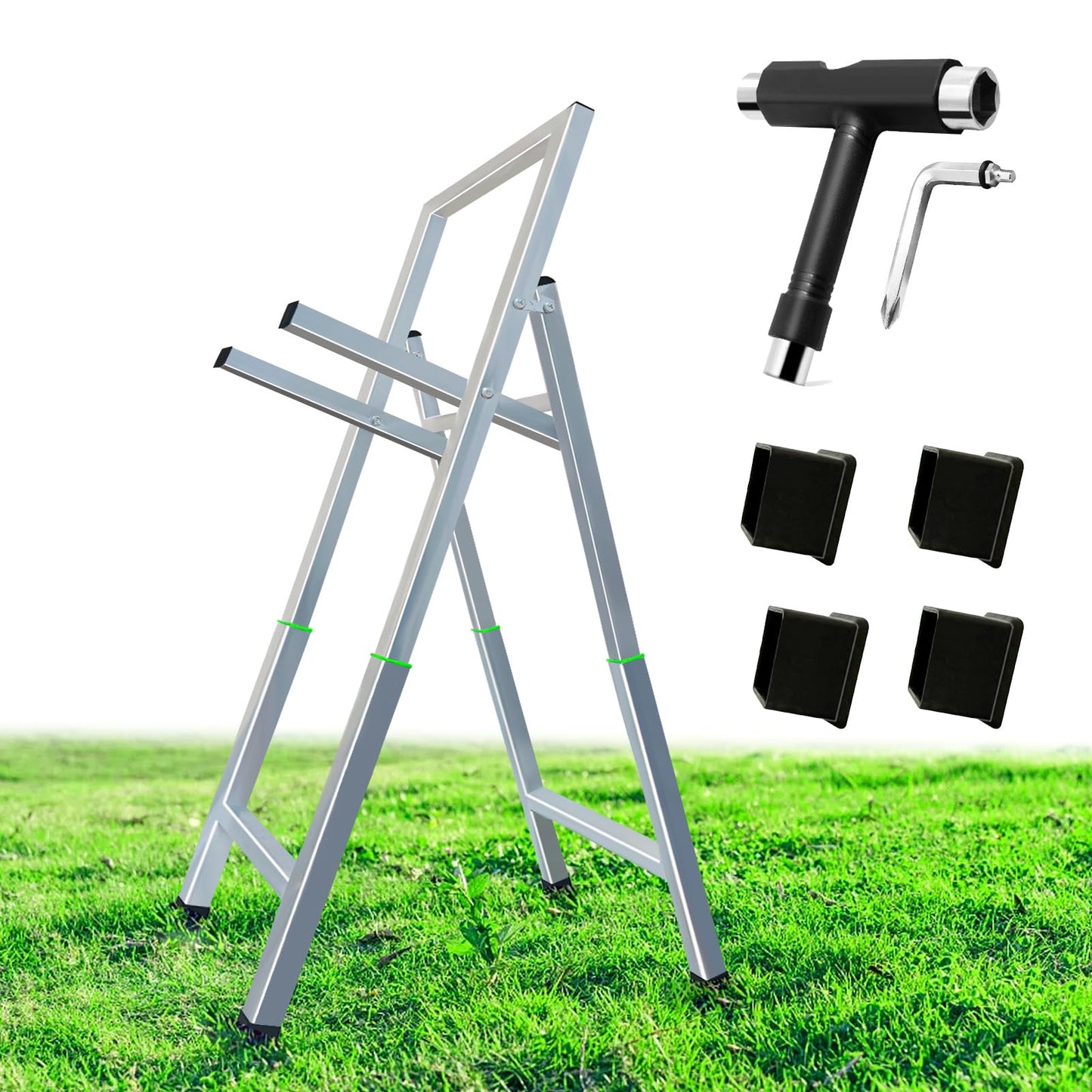 Archery Target Stand for Backyard, Foldable Metal Archery Target Stands for Straw & Point Bag Target Stand - Easy to Carry (Silver-A)