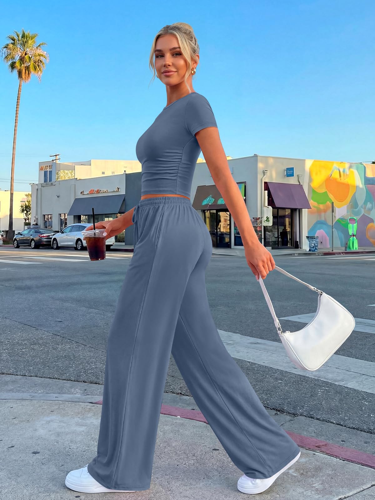 Trendy Queen Womens 2 Two Piece Set 2026 Summer Workout Vacation Gym Clothes Spring Fashion Lounge Matching Airport Travel Outfit Resort Wear Fitness Athleisure Clothing
