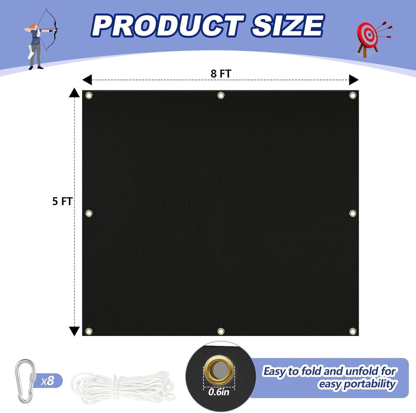 Heavy-Duty Archery Backstop Netting - Durable Slingshot Shooting Net with Rope & Hooks | Perfect for Backyard Use