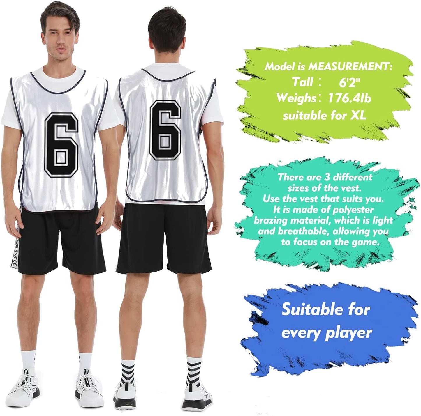 Numbered Sports Pinnies - Practice Vests for Soccer & Basketball | Set of 12 for Youth & Adults