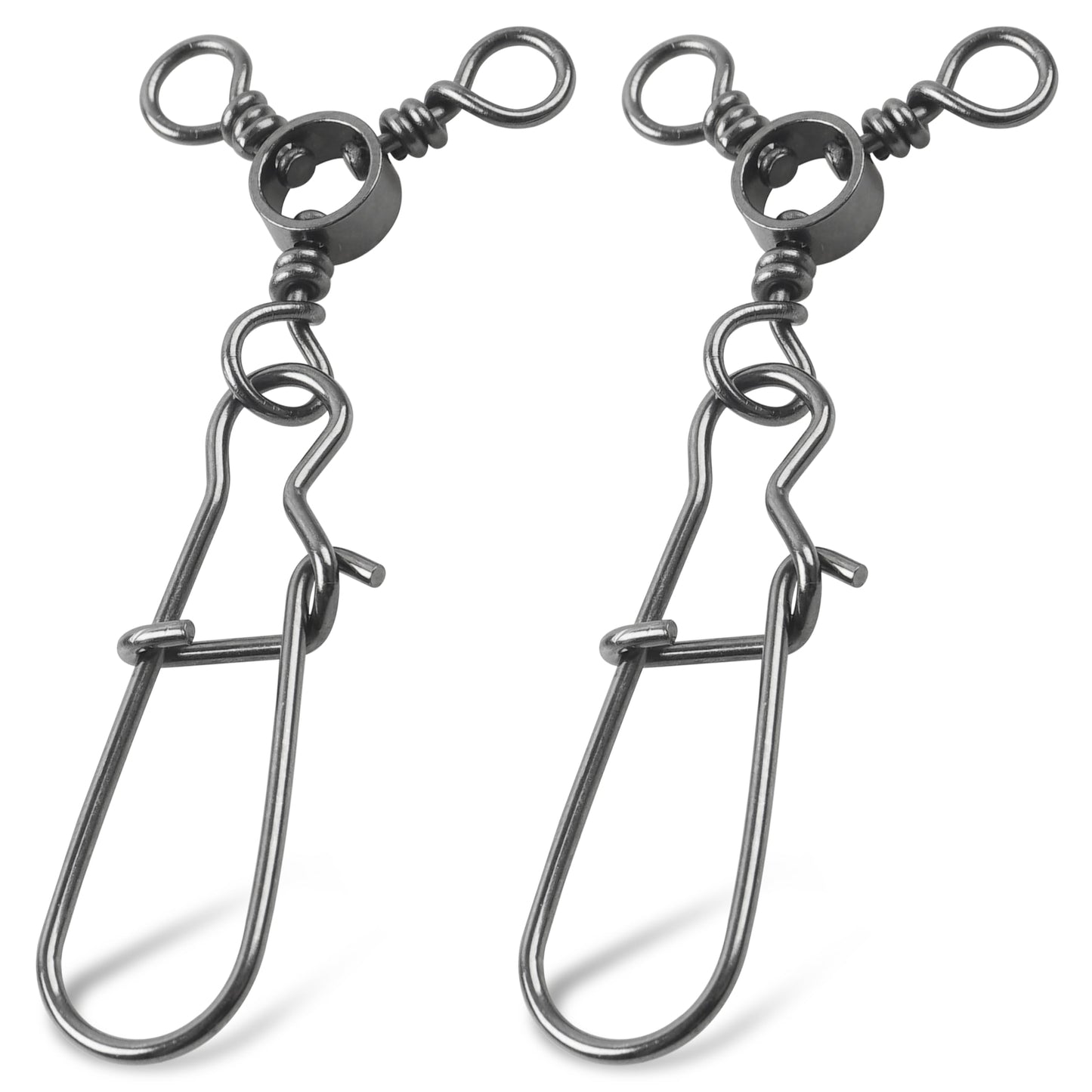 JSHANMEI Fishing 3 Way Swivel Snaps High-Strength Cross Line Duo Lock Snap Swivels T-Turn Fishing Lure Connectors Saltwater Tackle Accessories for Trolling Catfish (4# - 30PCS)