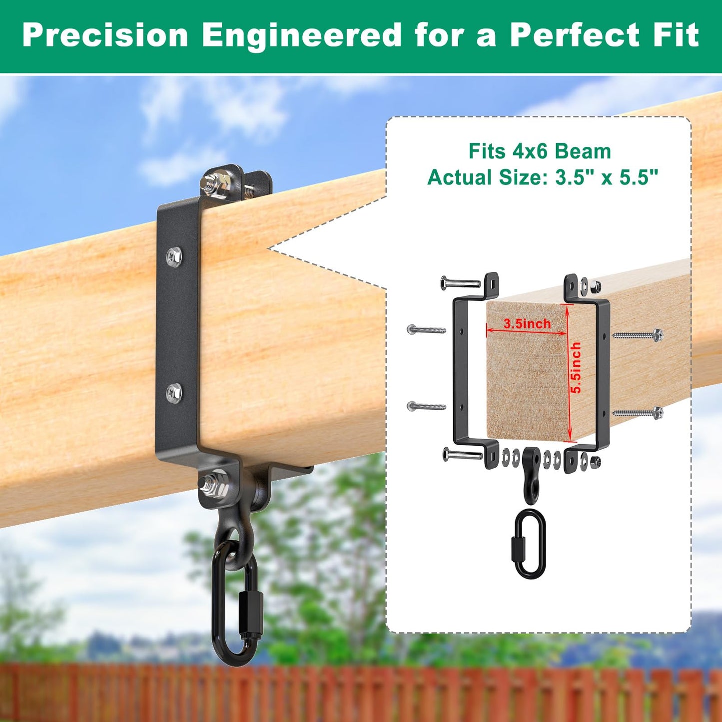 SELEWARE Heavy Duty Swing Hangers, Swing Set Accessories for 4x6 Wood Beam
