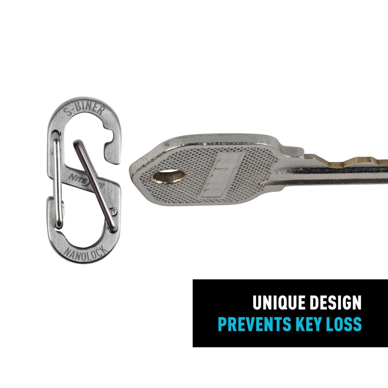 Nite Ize S-Biner NanoLock - Mini Stainless Steel Carabiner for Compact Security - Features Narrow Openings & Dual Spring Gates - Organize & Secure Keys with Ease - 4 Pack