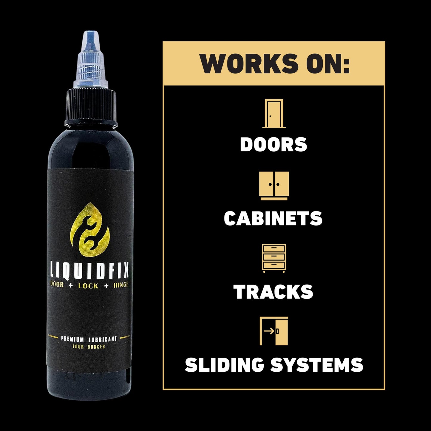LiquidFix Door, Lock & Hinge Lubricant - 4 oz Dropper + 0.5 Needle Combo