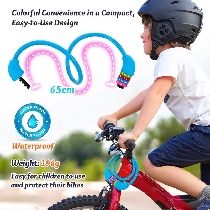 Sportneer Cable Lock: 4 Digit Resettable Combination High Security Bike Locks Heavy Duty Anti Theft - 25.6inch Long Colorful & Keyless Bicycle Lock for Kid‘s Bike-Pink