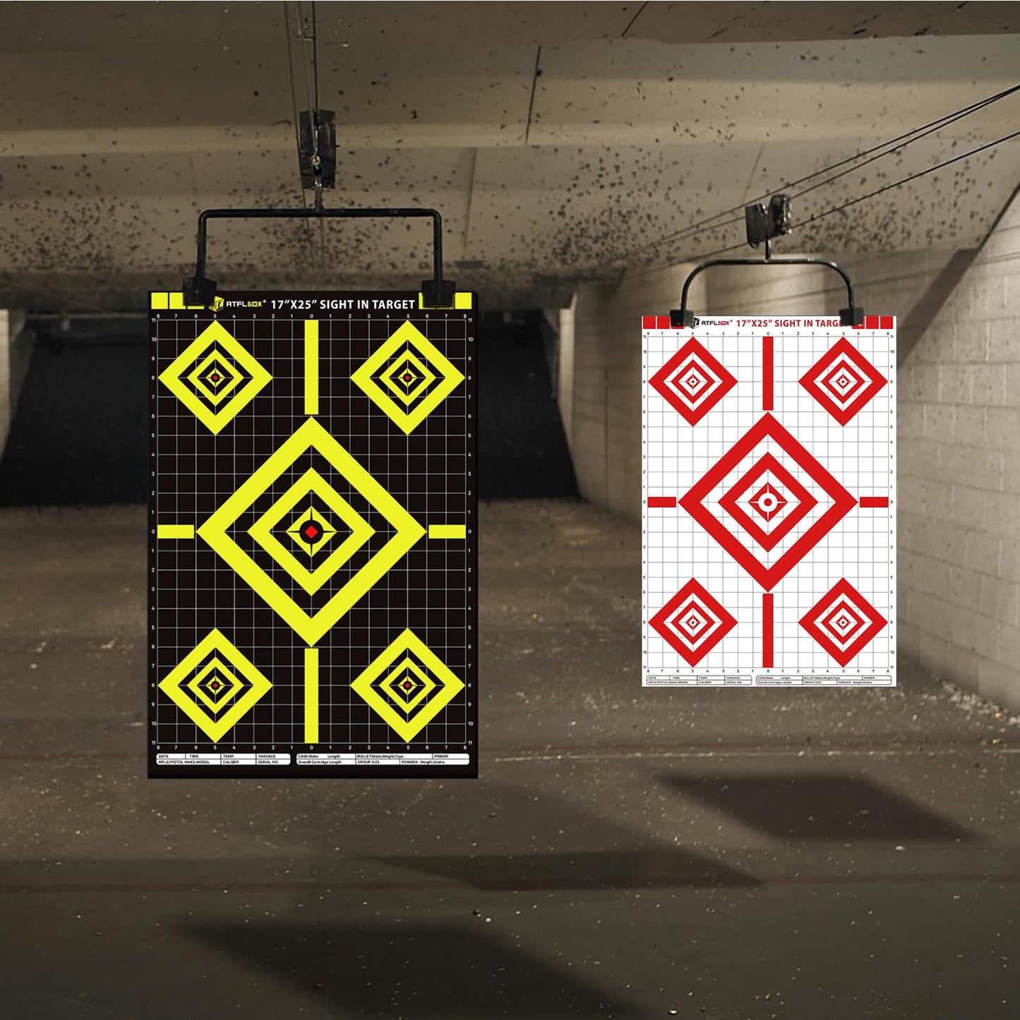 Atflbox Sight in Shooting Range Paper Target, 17X25 Inch High Visibility Target Paper for Indoor and Outdoor Shooting Practice, Suitable for Handgun, Pistol, Rifle, Airgun, Pellet BB Gun (25 Pack)