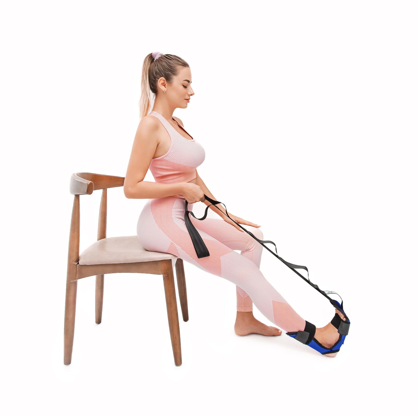 Foot & Calf Stretcher for Plantar Fasciitis, Includes Foot Massage Roller, Achilles Tendinitis, Foot Drop, Yoga Foot & Leg Stretching Strap
