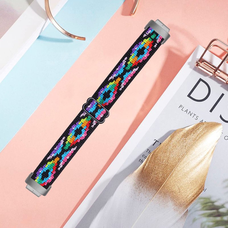 3 Pack Stretch Bands Compatible with Fitbit Inspire 3 Band Nylon Strap Floral Breathable Adjustable Stretchy Loop Wristband Intended for Fitbit Inspire 3 (3A)