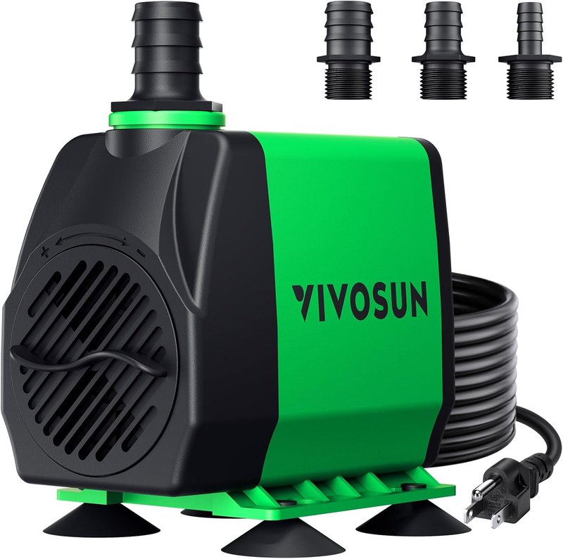 VIVOSUN Submersible Water Pump - 800GPH Ultra Quiet with 10ft Lift | 3 Nozzles for Aquarium & Pond