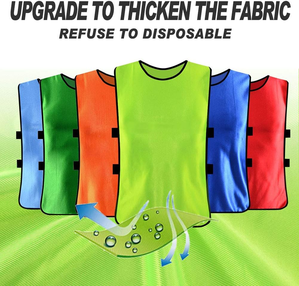 Soccer Scrimmage Vest - 12 Pack Practice Jerseys for Adults & Youth | Lightweight & Durable