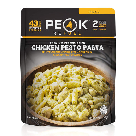 Peak Refuel Chicken Pesto Pasta| Premium Freeze Dried Camping Food | Backpacking & Hiking MRE Meals | Just Add Water | 100% Real Meat | 43g of Protein | 2 Serving Pouch