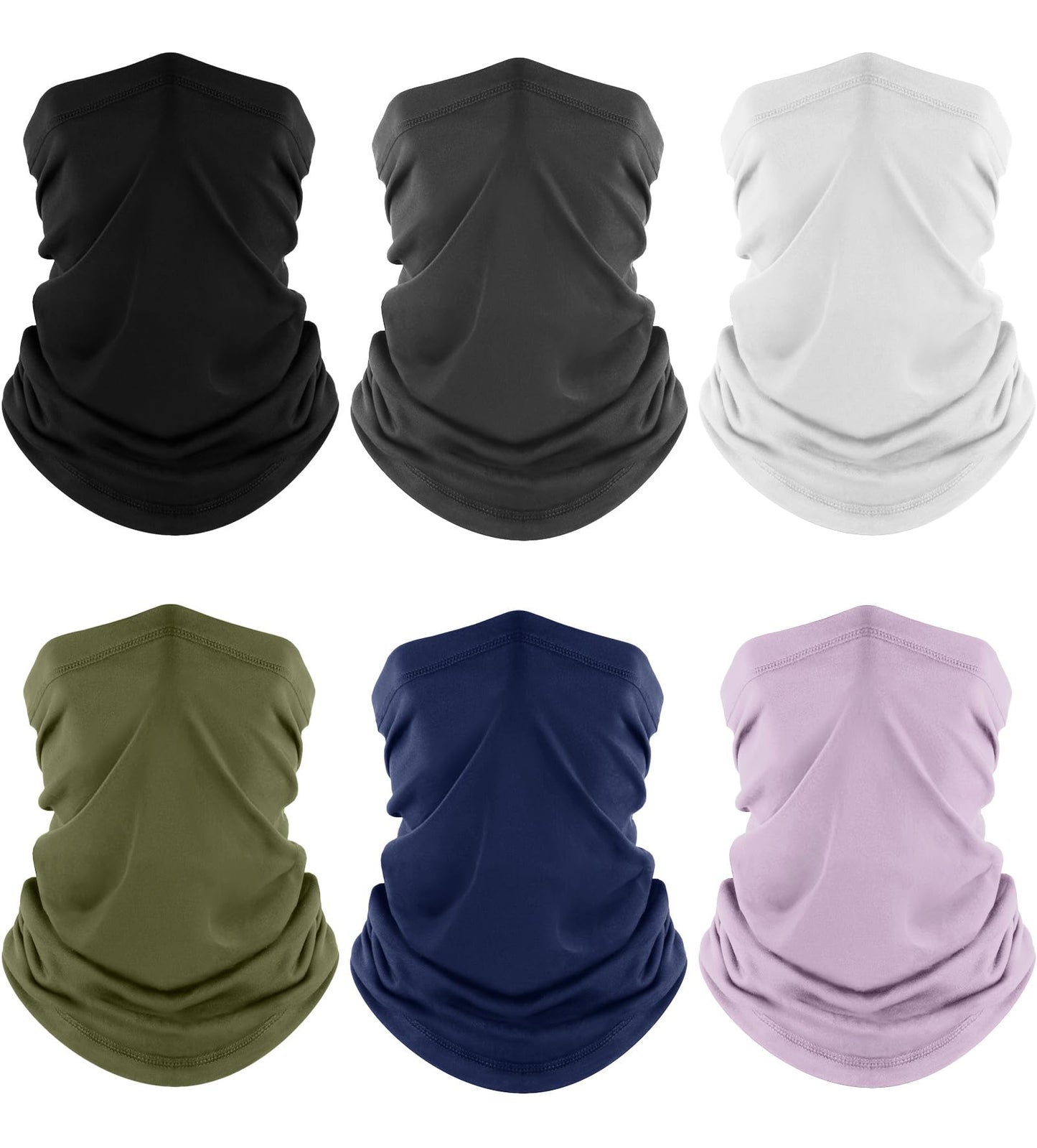 Fuinloth Neck Gaiter, 6 Pack Cooling UV Protection Bandana Face Mask Gator Scarf for Men Women Black+Gray+White+Green+Navy+Lavender