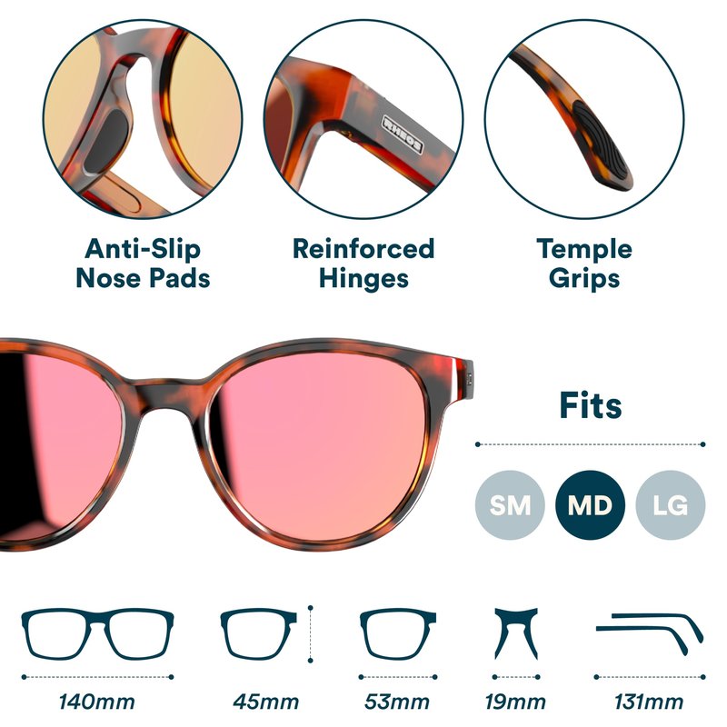 Rheos Wyecreeks Floating Polarized Sunglasses | 100% UV Protection | Boating & Fishing | Water Sport | Anti-Glare | Mens & Womens (Tortoise | Rose)