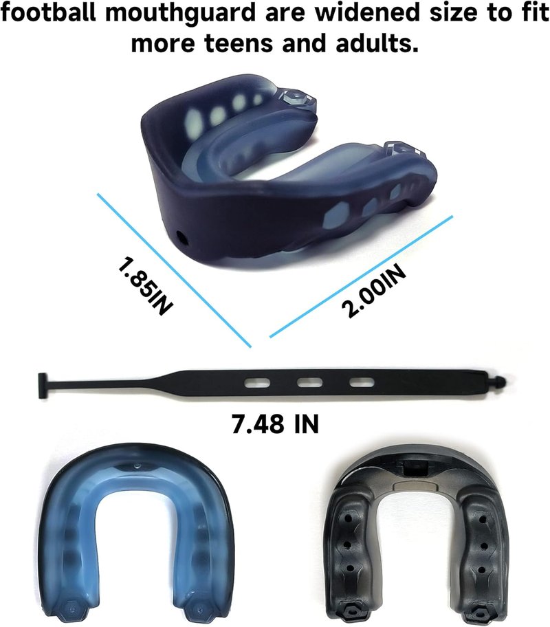 Football Mouthguard for Kids - 2 Pack with Straps & Case | Youth Sports Mouthpiece for Boxing, Basketball, MMA, Lacrosse, Hockey