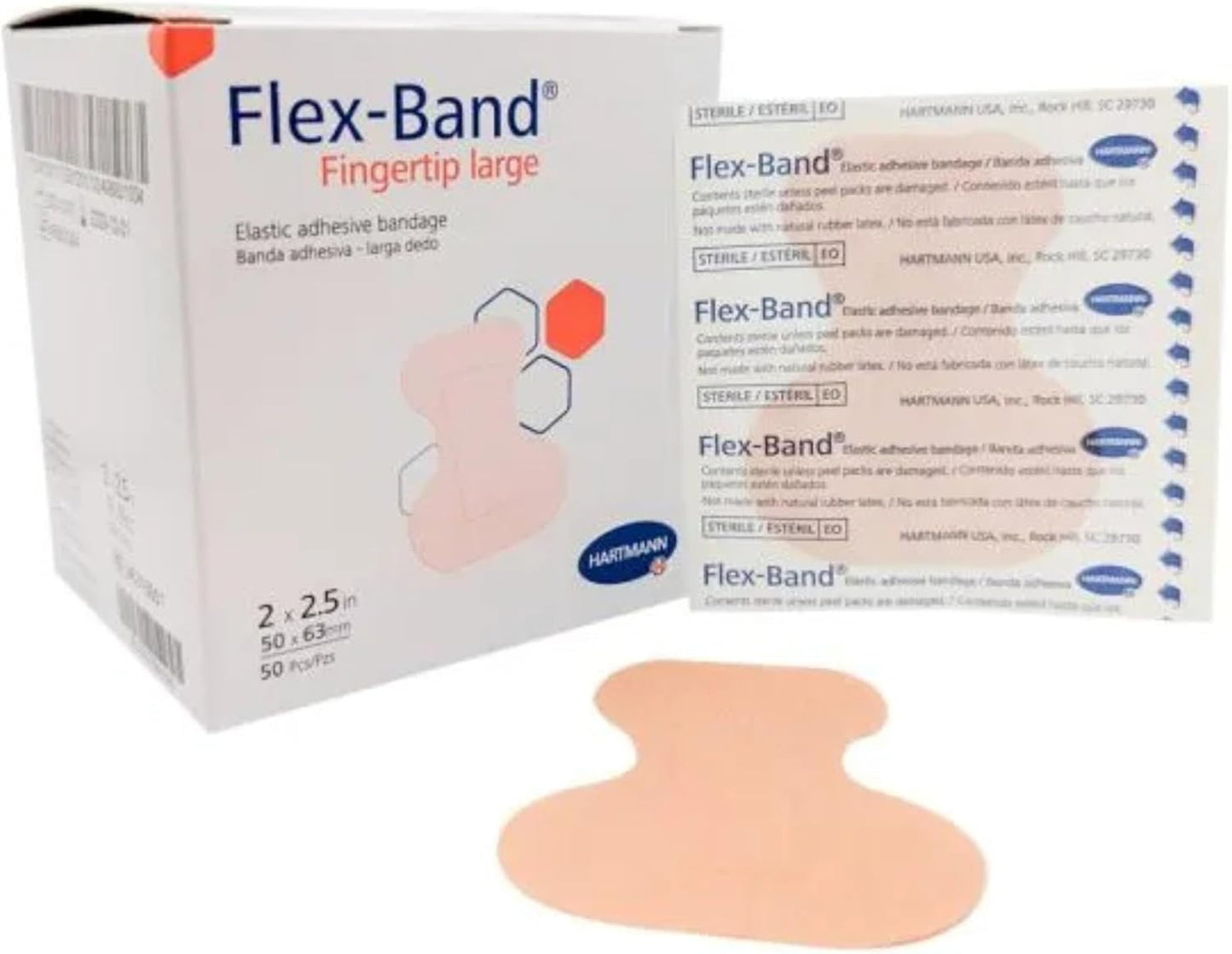 Flex-Band Bandages - Large Fingertip Adhesive Bandages | 50 Count