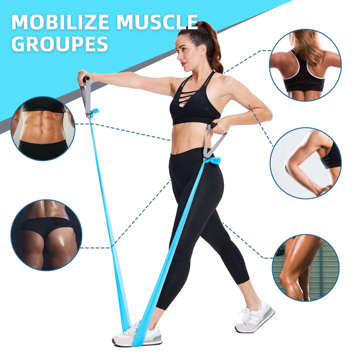 Professional Resistance Bands. Latex-Free, Work Out Bands, Stretch Bands for Working Out Women or Men, Exercise Bands Set for Physical Therapy (Colour Set (5-30lbs) - includes Accessories)