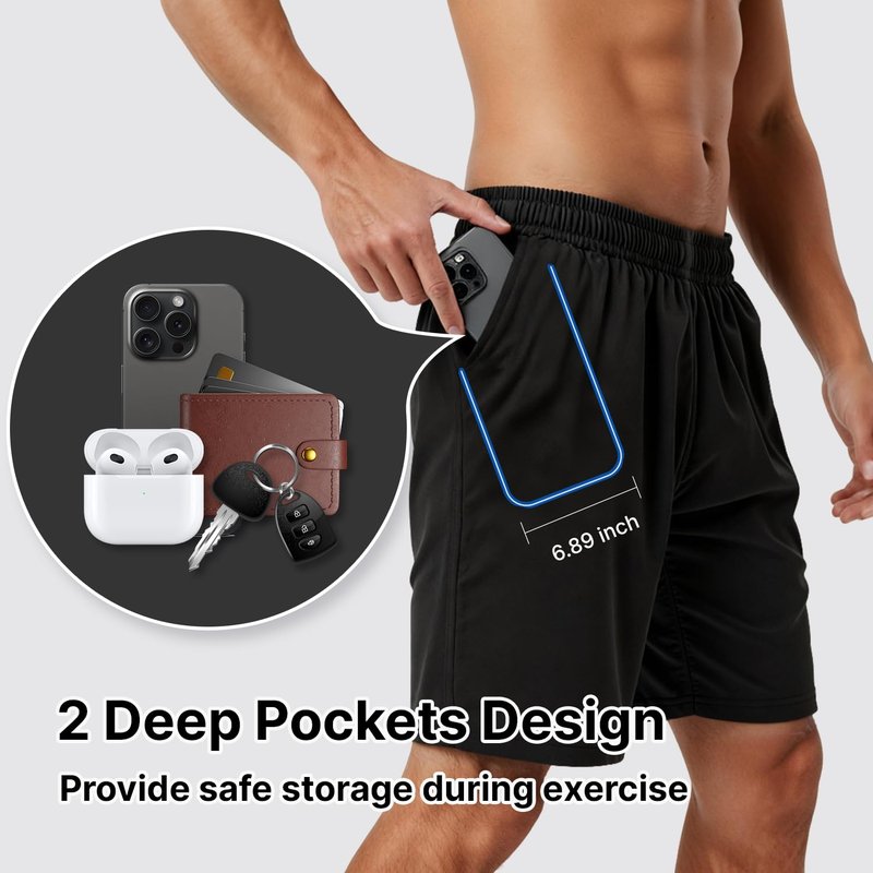 TRUPPALAND Men's Athletic Shorts 5 Pack, Quick Dry Gym Shorts with Pockets Workout Running Sports Shorts for Men