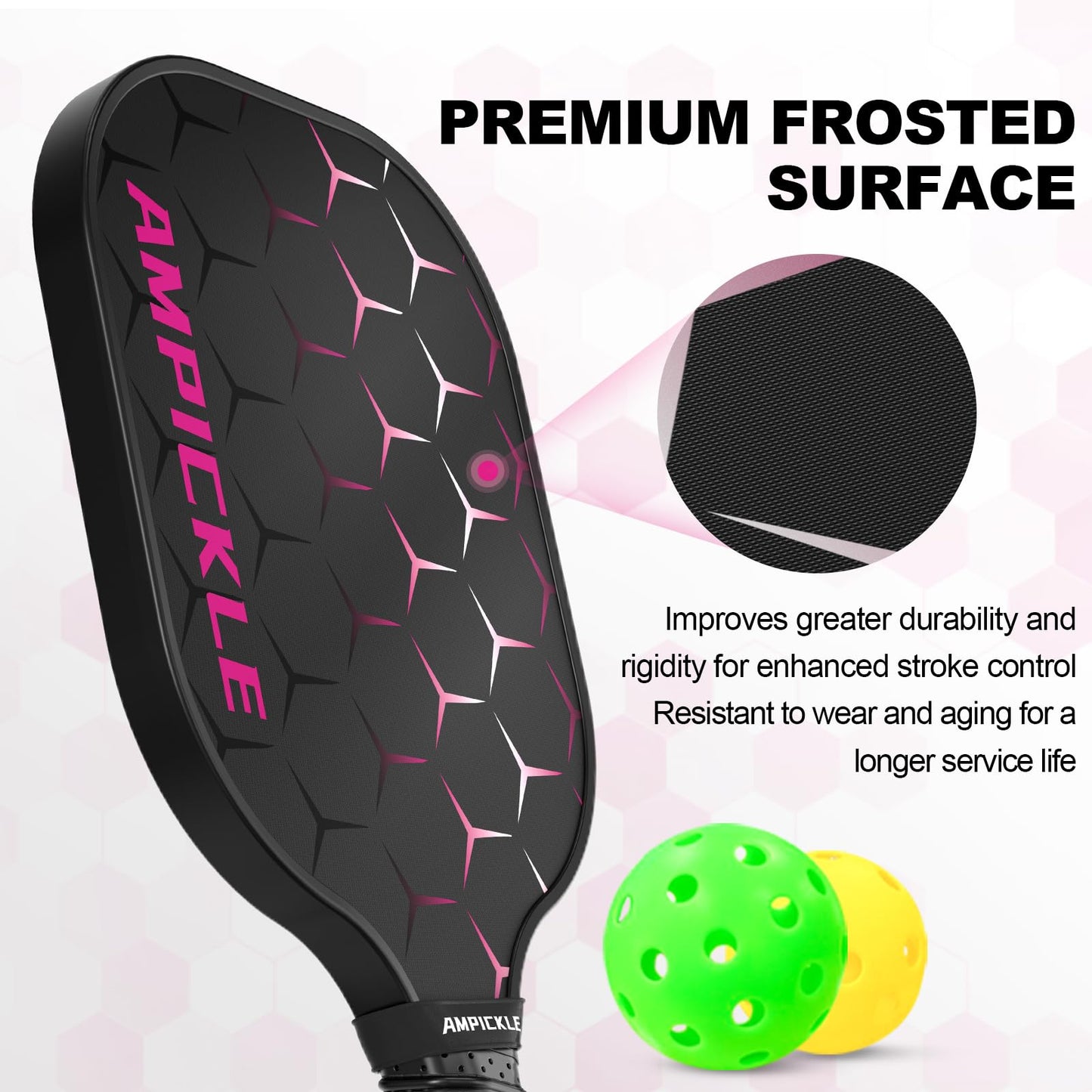 AMPICKLE Pickleball Paddle,USAPA Standards，Fiberglass Pickleball Paddles Set,Frosted Surface Pickleball Rackets,Oversized Sweet Spot Pickle Ball Paddle for Indoor Outdoor