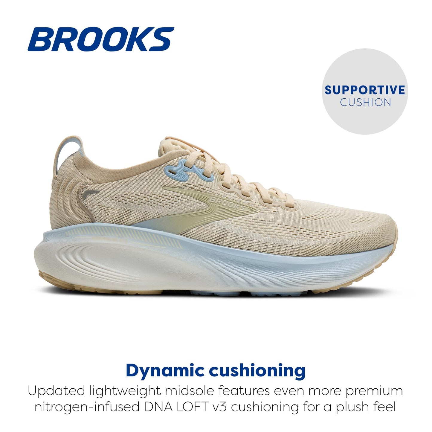 Brooks Women’s Adrenaline GTS 25 Supportive Running & Walking Shoe - Sand/Coconut/Skyway - 6.5 Medium
