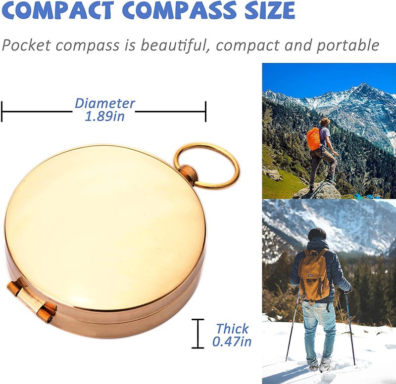 Bahfir Camping Survival Compass for Hiking, Kids, Camping Hunting, Outdoor Military Navigation Tool (2 Pack)