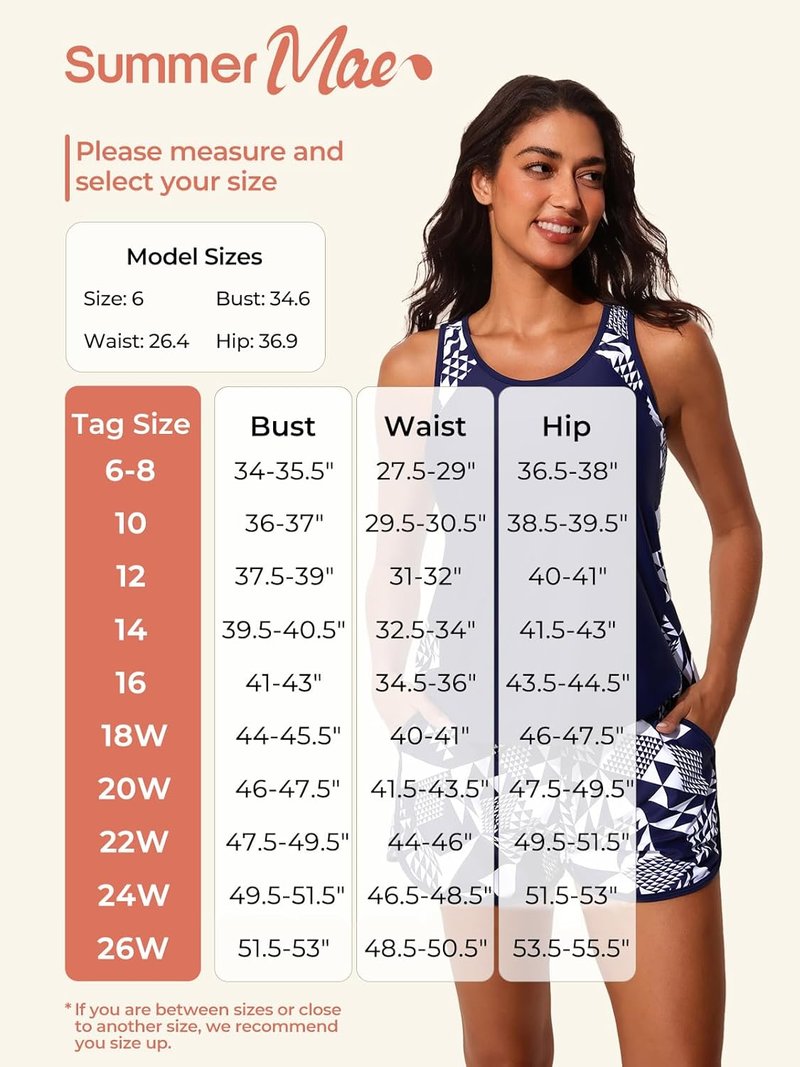 Summer Mae Tankini Swimsuits for Women - Tummy Control Two-Piece with Sporty Pockets | Comfortable Swim Shorts