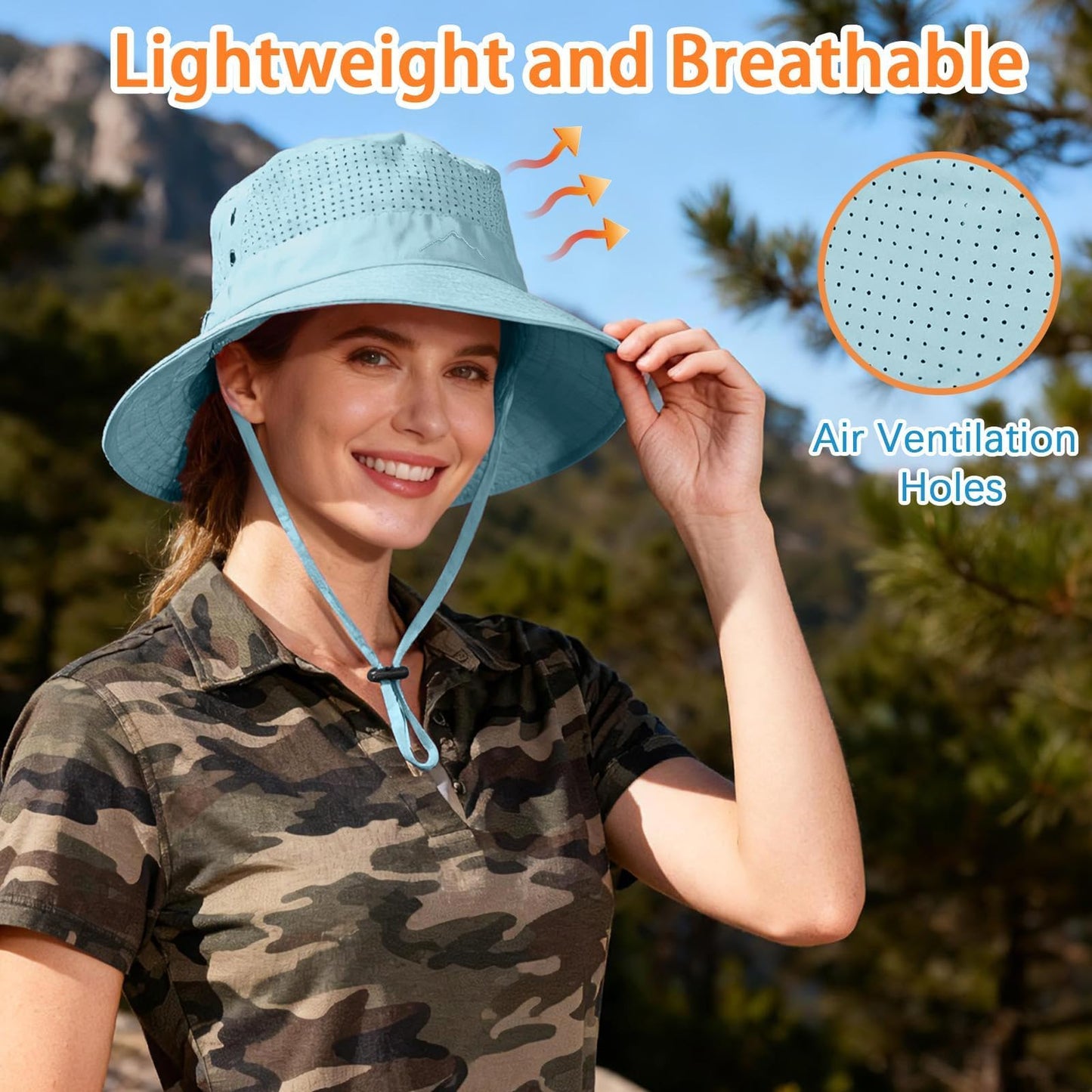 Sun Bucket Hat for Men Women Fishing Beach Safari Hats for Golf Hiking Hunting Outdoor UPF 50+ Blue