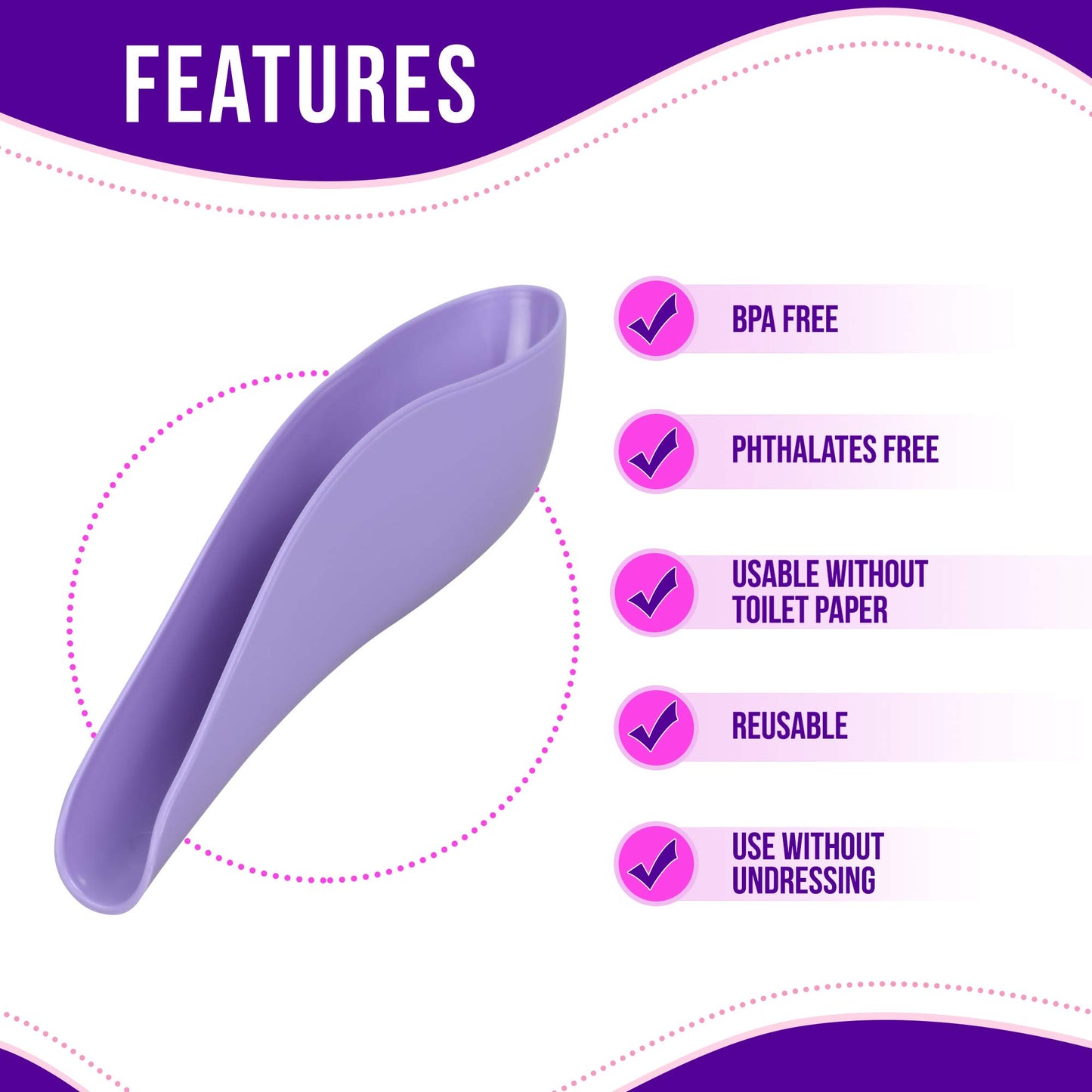 VENUS TO MARS Female Urinal | Female Urination Device | Womens Pee Funnel for Camping - Car - Travel - Festivals - Porta Potty - Outdoor Activities (Purple)